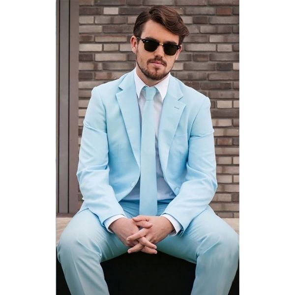 2020 light blue 2 pieces slim fit man tuxedo formal groomsman wedding prom suit, White;black
2020 light blue 2 pieces slim fit man tuxedo formal groomsman wedding prom suit, White;black