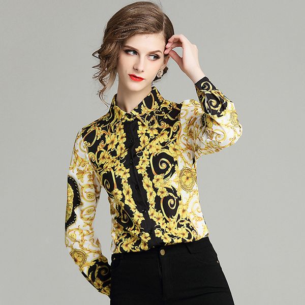 fall spring runway women's vintage baroque print elegant blouses elegant office lady slim luxury long sleeve shirts, White
fall spring runway women's vintage baroque print elegant blouses elegant office lady slim luxury long sleeve shirts, White