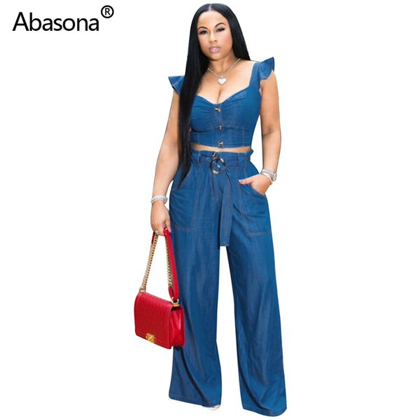 2019 fashion ruffles shoulder jean vneck pullover crop straight full length pants suit two piece set denim casual outfit, White
2019 fashion ruffles shoulder jean vneck pullover crop straight full length pants suit two piece set denim casual outfit, White