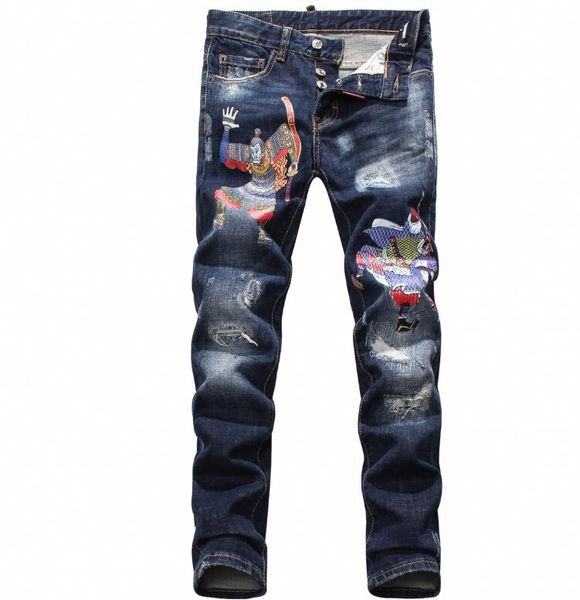 new 2019 men ripped denim tearing jeans navy cotton fashion tight spring autumn men's pants a1843, Blue
new 2019 men ripped denim tearing jeans navy cotton fashion tight spring autumn men's pants a1843, Blue
