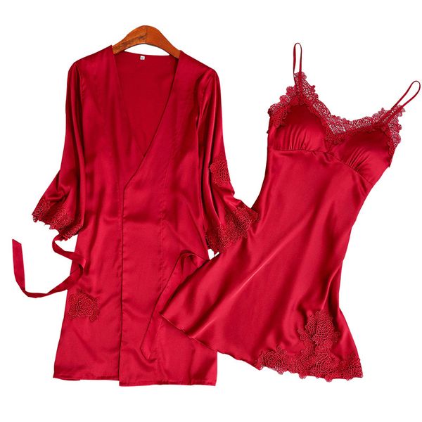 satin sleepwear robe gown set femme spring bathrobe peignoir 2 pieces pajamas silk elegant feminino pijama home clothing, Black;red
satin sleepwear robe gown set femme spring bathrobe peignoir 2 pieces pajamas silk elegant feminino pijama home clothing, Black;red