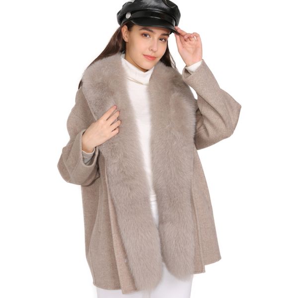 2020 wool coat women winter jacket natural fur collar cashmere wool blends outerwear streetwear ladies cashmere coat, Black
2020 wool coat women winter jacket natural fur collar cashmere wool blends outerwear streetwear ladies cashmere coat, Black