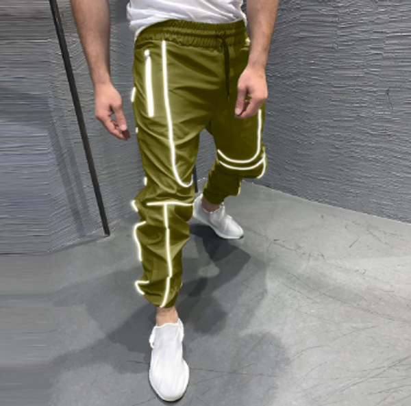 reflective man pants stretch fashion pleated fitness joggers men high visibility light long loose trousers lace-up, Black
reflective man pants stretch fashion pleated fitness joggers men high visibility light long loose trousers lace-up, Black