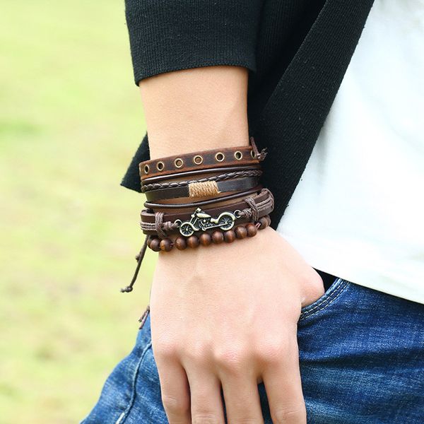4pcs/set leather bracelet jewelry vintage punk braid diy leather bracelet rope chain boyfriend gifts accessories mujer, Black
4pcs/set leather bracelet jewelry vintage punk braid diy leather bracelet rope chain boyfriend gifts accessories mujer, Black