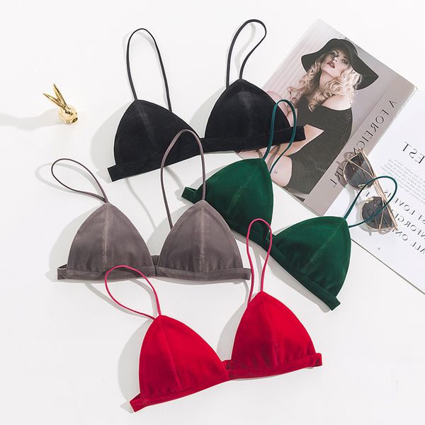 bras velvet non-padded bralette thin shoulder straps beauty back underwear female rimless vest simple style intimates cami, Red;black
bras velvet non-padded bralette thin shoulder straps beauty back underwear female rimless vest simple style intimates cami, Red;black