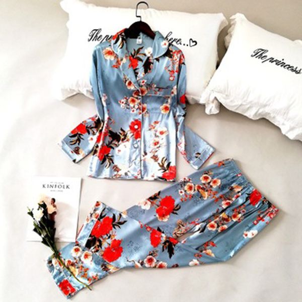silk pajamas for women floral print long sleeve shirts and pants 2pcs pajama sets girl's casual home clothes pijama, Black;red
silk pajamas for women floral print long sleeve shirts and pants 2pcs pajama sets girl's casual home clothes pijama, Black;red