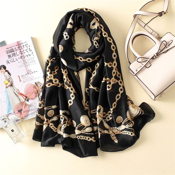 2017 new brand women scarf summer soft chains print long size shawls silk scarves lady bandanas 180*90cm
2017 new brand women scarf summer soft chains print long size shawls silk scarves lady bandanas 180*90cm