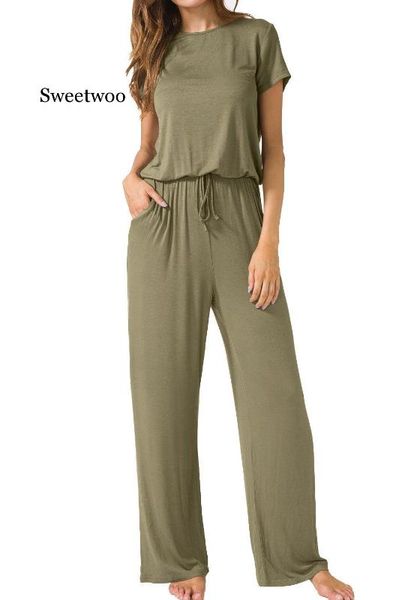 2020 newwomen's short sleeve loose wide legs casual jumpsuits with pockets, Black;white
2020 newwomen's short sleeve loose wide legs casual jumpsuits with pockets, Black;white