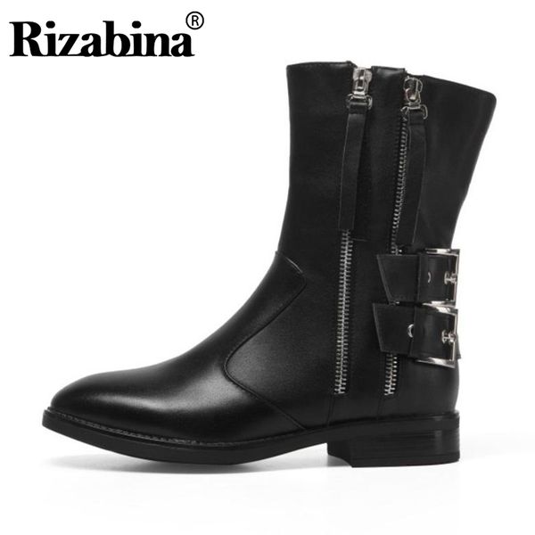 rizabina mid calf boots women genuine leather gothic shoes women fashion buckle zipper casual square heel footwear size 34-41, Black
rizabina mid calf boots women genuine leather gothic shoes women fashion buckle zipper casual square heel footwear size 34-41, Black