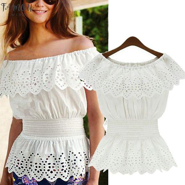 2020 women off shoulder blouse lace peplum shirt summer slash neck hollow casual tunic cami blusa femininas, White
2020 women off shoulder blouse lace peplum shirt summer slash neck hollow casual tunic cami blusa femininas, White
