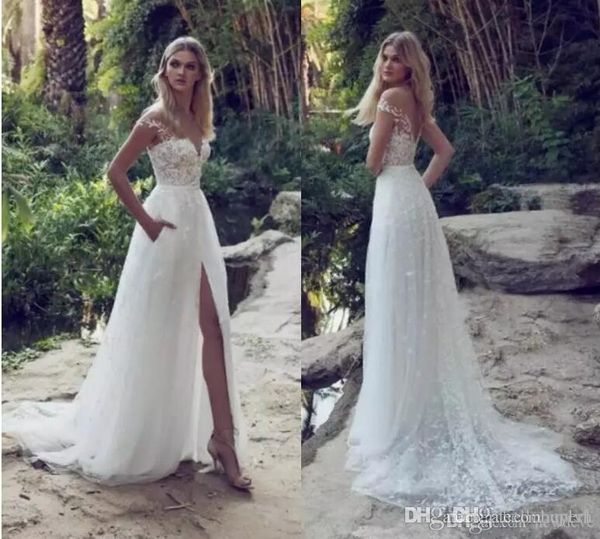 limor rosen latest wedding dress illusion off shoulder sweep train backless garden beach bridal gowns lace applique a line wedding dresses, White
limor rosen latest wedding dress illusion off shoulder sweep train backless garden beach bridal gowns lace applique a line wedding dresses, White