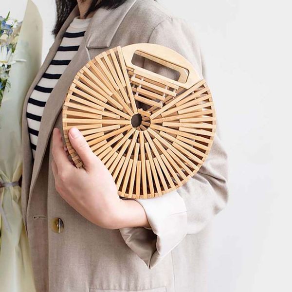 women circular rattan bamboo bag handwoven bali handbags handmade bamboo tote bag (with scarf) new