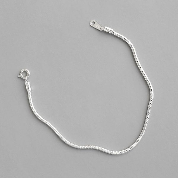 eds silver 925 women fashion bracelets 925 sterling silver 2mm simple bracelets chain women korean fashion jewelry, Black