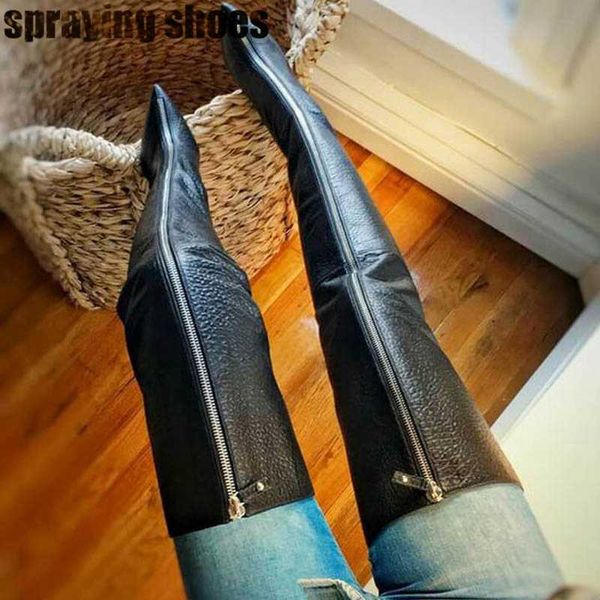 black leather women winter boots front zipper design over the knee boots pointy toe stilettos ladies shoes high 2019
black leather women winter boots front zipper design over the knee boots pointy toe stilettos ladies shoes high 2019