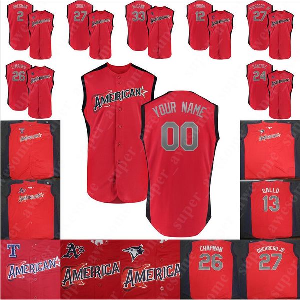 American League All 2019 Star Jersey Gary Sanchez Carlos Santana DJ LeMahieu Alex Bregman Jorge Polanco Hunter Pence Mike Trout Guerrero Jr 
American League All 2019 Star Jersey Gary Sanchez Carlos Santana DJ LeMahieu Alex Bregman Jorge Polanco Hunter Pence Mike Trout Guerrero Jr