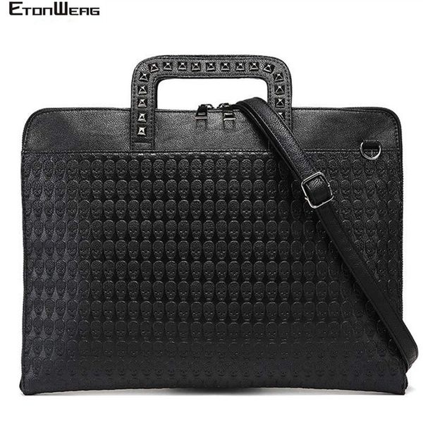 designer skull rivet briefcase men waterproof pu leather handbag women solid black messenger bag large brand vintage tote male
designer skull rivet briefcase men waterproof pu leather handbag women solid black messenger bag large brand vintage tote male