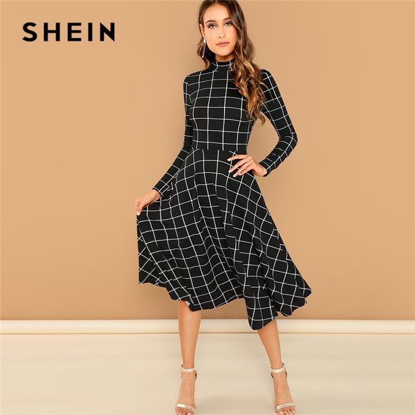 shein black elegant plaid print high neck fit and flare long sleeve high waist dress 2018 autumn casual women long dresses, Black;gray
shein black elegant plaid print high neck fit and flare long sleeve high waist dress 2018 autumn casual women long dresses, Black;gray