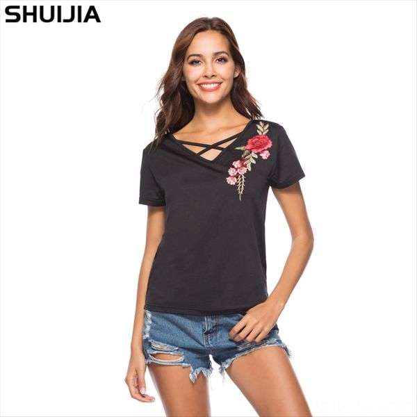 women's embroidered short-sleeved women's female t-shirt embroidered short-sleeved t-shirt female, White
women's embroidered short-sleeved women's female t-shirt embroidered short-sleeved t-shirt female, White