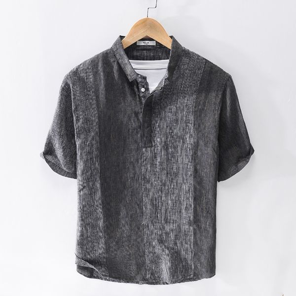 men's casual shirts 2021 design summer 100% linen men brand fashion shirt for short-sleeved breathable mens loose chemise, White;black
men's casual shirts 2021 design summer 100% linen men brand fashion shirt for short-sleeved breathable mens loose chemise, White;black