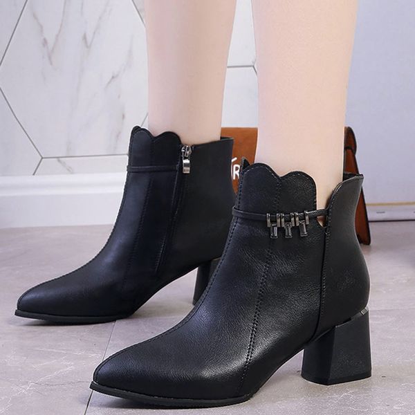 elegant lady solid color chic shoes boot women's side zipper lace causal square heel boots ankle bare booties sapatos femininos, Black
elegant lady solid color chic shoes boot women's side zipper lace causal square heel boots ankle bare booties sapatos femininos, Black