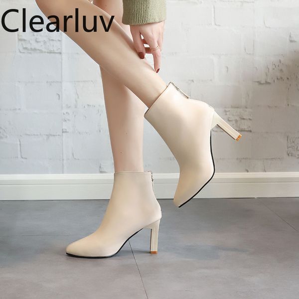 new high-quality fashion leather boots high heel women's ankle boots pointed shoes women's size 35-40 women high 8.5cm, Black
new high-quality fashion leather boots high heel women's ankle boots pointed shoes women's size 35-40 women high 8.5cm, Black