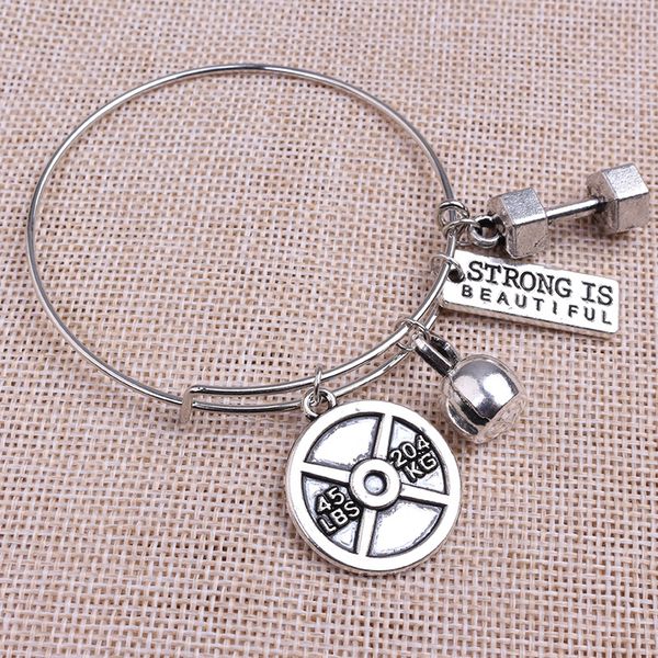 new style dumbbell barbell 45lbs dumbbell letter tag charm adjustable bracelet bangle designer bracelet women men jewelry fitness sport gift, Black
new style dumbbell barbell 45lbs dumbbell letter tag charm adjustable bracelet bangle designer bracelet women men jewelry fitness sport gift, Black