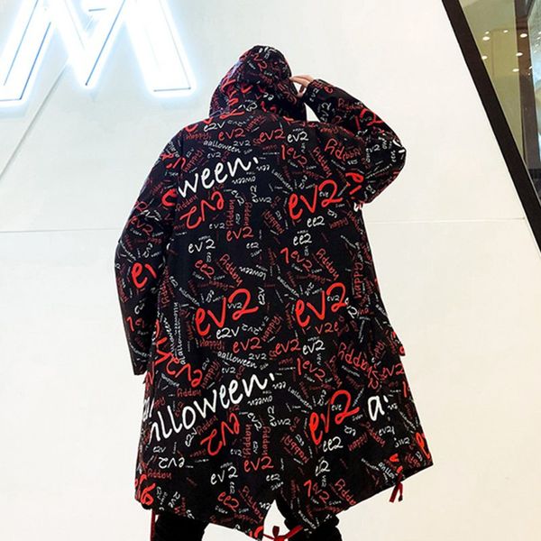 hip hop personality handsome men's jacket long hooded windbreaker letter graffiti printing loose coat, Tan;black
hip hop personality handsome men's jacket long hooded windbreaker letter graffiti printing loose coat, Tan;black