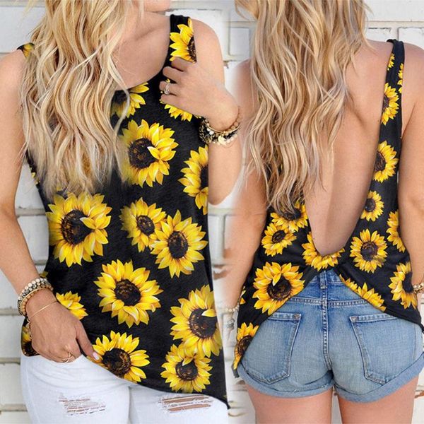 women's tanks & camis womens sunflower print vest backless lady summer o-neck sleeveless camisole tank camiseta tirantes mujer, White
women's tanks & camis womens sunflower print vest backless lady summer o-neck sleeveless camisole tank camiseta tirantes mujer, White