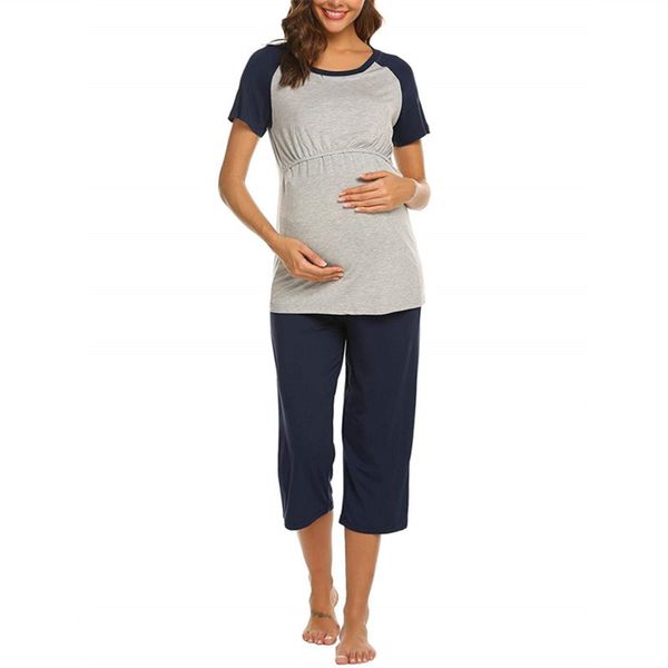 2019 pregnant women pajamas short sleeve color patchwork breastfeeding sleepwear women tees+calf-length pants night suits, Black;red
2019 pregnant women pajamas short sleeve color patchwork breastfeeding sleepwear women tees+calf-length pants night suits, Black;red