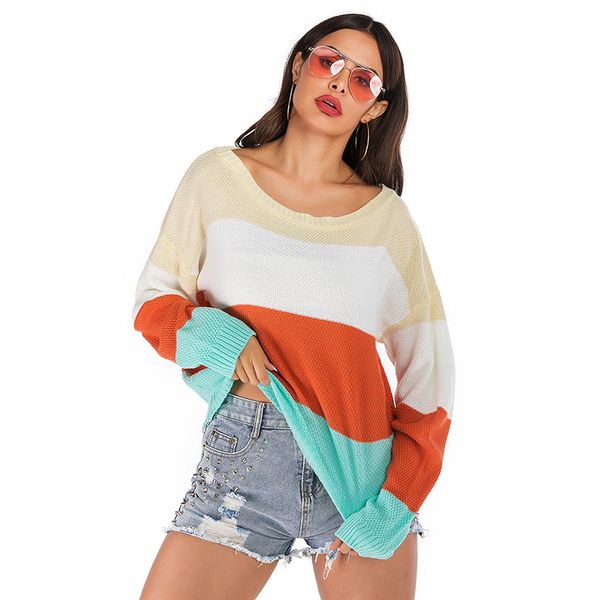 lazy wind chic sweater pullover female autumn new simple contrast color pullover sweater shirt loose casual o-neck striped, White;black
lazy wind chic sweater pullover female autumn new simple contrast color pullover sweater shirt loose casual o-neck striped, White;black