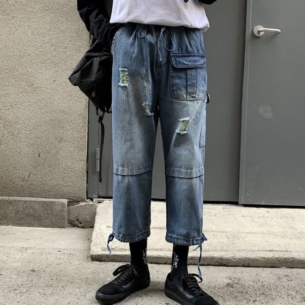 men jeans men's work casual pants baggy homme mens blue color trousers haren pants male leisure pulling rope holes
men jeans men's work casual pants baggy homme mens blue color trousers haren pants male leisure pulling rope holes