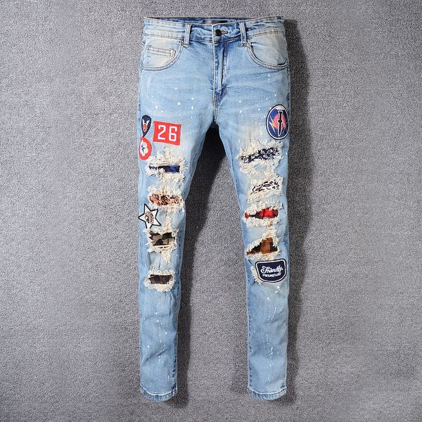 new style fashion mens straight slim fit biker jeans pants distressed skinny ripped destroyed denim jeans washed hiphop trousers 1216, Blue
new style fashion mens straight slim fit biker jeans pants distressed skinny ripped destroyed denim jeans washed hiphop trousers 1216, Blue
