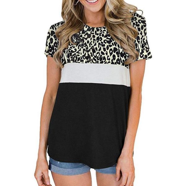 women's female ladies leisure casual round neck leopard printing splice loose short sleeve shirts t-shirts, White
women's female ladies leisure casual round neck leopard printing splice loose short sleeve shirts t-shirts, White