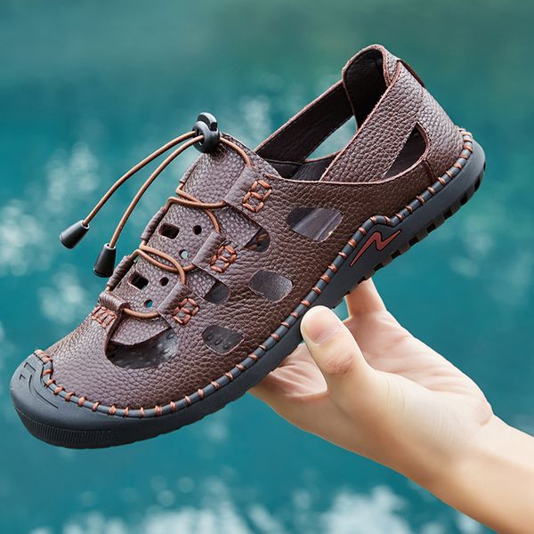 2020 men sandals hollow breathable summer shoes rubber sole men casual beach shoes fashion soft footwear leather sandals, Black
2020 men sandals hollow breathable summer shoes rubber sole men casual beach shoes fashion soft footwear leather sandals, Black