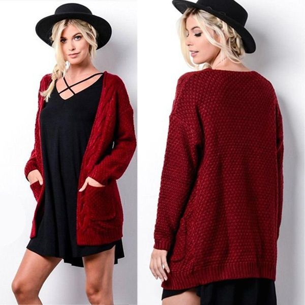 s-3xl fashion joker long formal sweater solid color pocket sweater women's loose simple twist knit cardigan, White;black
s-3xl fashion joker long formal sweater solid color pocket sweater women's loose simple twist knit cardigan, White;black
