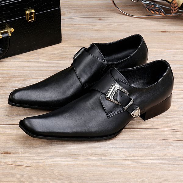 square toe business dress shoes fashion buckle men's leather shoes casual breathable men's, Black
square toe business dress shoes fashion buckle men's leather shoes casual breathable men's, Black