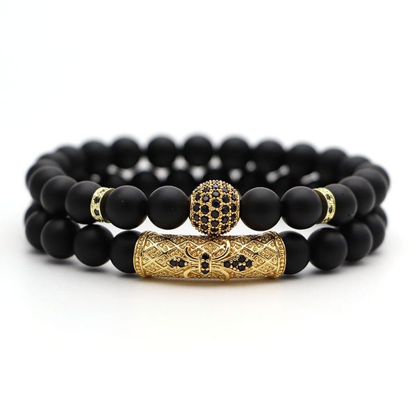 2pcs/set natural stone 4 style bead man bracelets popular pave cz small crown and ball bracelet classic matte black jewelry
2pcs/set natural stone 4 style bead man bracelets popular pave cz small crown and ball bracelet classic matte black jewelry