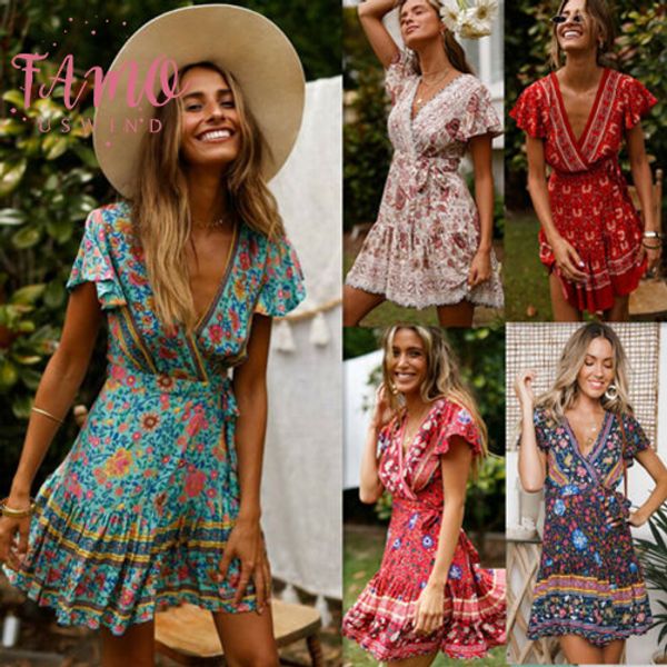 drop shipping women vintage short sleeve print casual dresses dress v neck short sleeve boho floral female summer holiday sundress, Black;gray
drop shipping women vintage short sleeve print casual dresses dress v neck short sleeve boho floral female summer holiday sundress, Black;gray