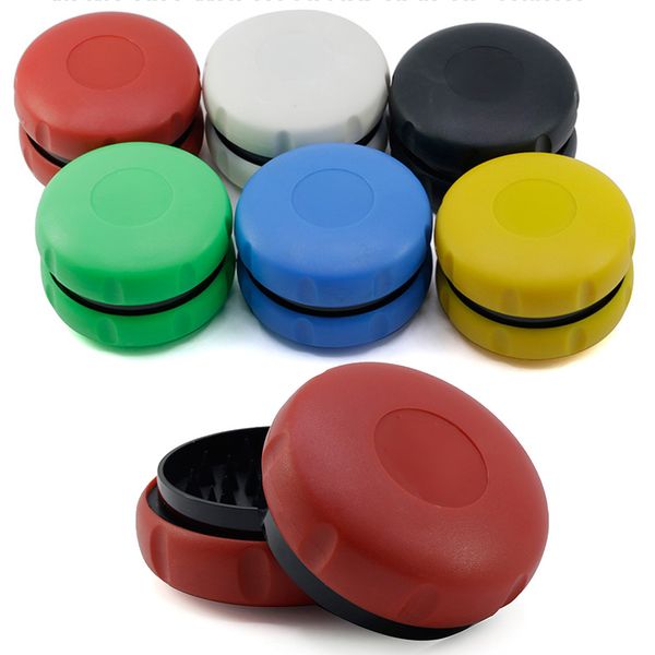 Plastic 2-piece Herb Grinder 60mm 2 Layers Sharp Teeth Smoking Grinders Multiple Color Tobacco Portable Hamburger Shape Spice Muller Crusher