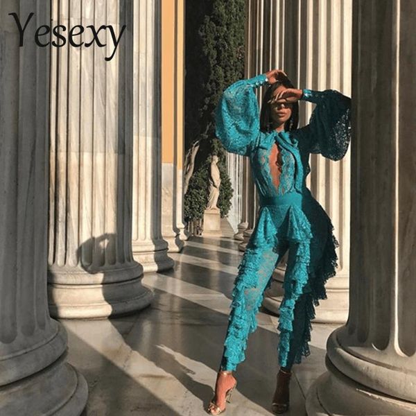 ye2020 women jumpsuit deep v long sleeved ruffled lace rompers front open solid color blue black vr8624, Black;white
ye2020 women jumpsuit deep v long sleeved ruffled lace rompers front open solid color blue black vr8624, Black;white