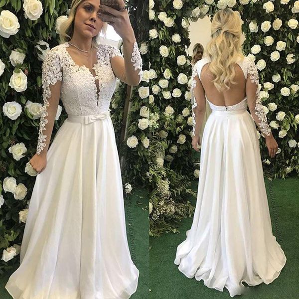 elegant sheer jewel neck wedding dresses appliques lace long sleeves a-line dress for marriage bridal gown backless formal vestido de novia, White
elegant sheer jewel neck wedding dresses appliques lace long sleeves a-line dress for marriage bridal gown backless formal vestido de novia, White
