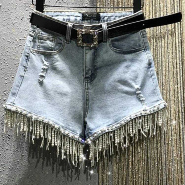 women's shorts beaded rhinestone denim women 2021 spring summer fashion washed high waist wide leg jeans, White;black
women's shorts beaded rhinestone denim women 2021 spring summer fashion washed high waist wide leg jeans, White;black
