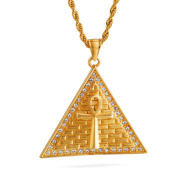 new men egyptian pyramids cross pendants necklace 316l stainless steel 18k gold plated rhinestone setting jewelry, Silver
new men egyptian pyramids cross pendants necklace 316l stainless steel 18k gold plated rhinestone setting jewelry, Silver
