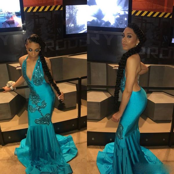 2020 halter neck backless mermaid prom dresses deep v neck sequined appliques sweep train evening party gowns, Black;red
2020 halter neck backless mermaid prom dresses deep v neck sequined appliques sweep train evening party gowns, Black;red
