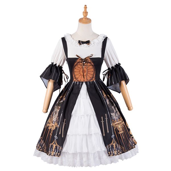 lolita dress lace and ruffles printed classical lolita outfit with shirt and jumper skirt, Black;red
lolita dress lace and ruffles printed classical lolita outfit with shirt and jumper skirt, Black;red