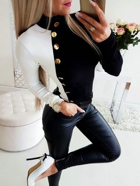 2020 горячие продаем кнопка мода женщин ladies тонкий сращивания цвет high neck с длинным рукавом рубашки блузка размер s-xl, White
2020 горячие продаем кнопка мода женщин ladies тонкий сращивания цвет high neck с длинным рукавом рубашки блузка размер s-xl, White