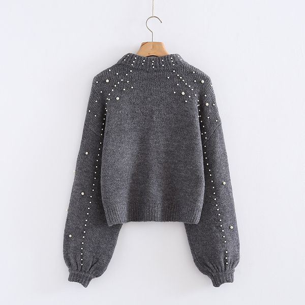 women's sweater winter 2019 autumn and winter new round neck loose sweater women's short pearl decorative, White;black
women's sweater winter 2019 autumn and winter new round neck loose sweater women's short pearl decorative, White;black