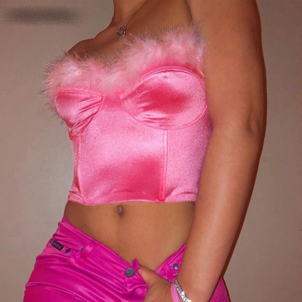 rib-knit pink fur strapless camis summer women going out slim crop zipper 2020 streetwear beachwear ladies, White
rib-knit pink fur strapless camis summer women going out slim crop zipper 2020 streetwear beachwear ladies, White