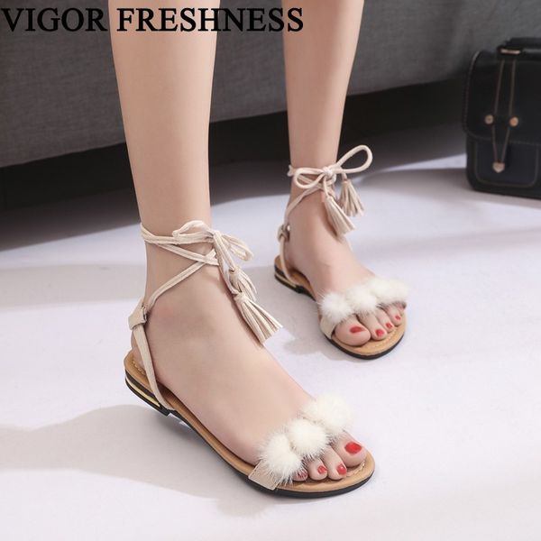 vigor freshness women summer sandals flat heels shoes fur sandals woman shoes cross-tied girl lady dress wy290, Black
vigor freshness women summer sandals flat heels shoes fur sandals woman shoes cross-tied girl lady dress wy290, Black