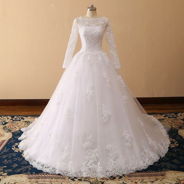 modern princess real image long illusion sleeve white lace wedding gowns a line bridal dress 2019 tulle custom made appliques
modern princess real image long illusion sleeve white lace wedding gowns a line bridal dress 2019 tulle custom made appliques